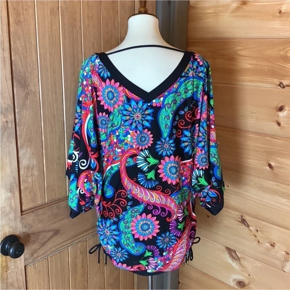 Swim Systems Collection paisley print swim coverup with ruched sides Size S / M